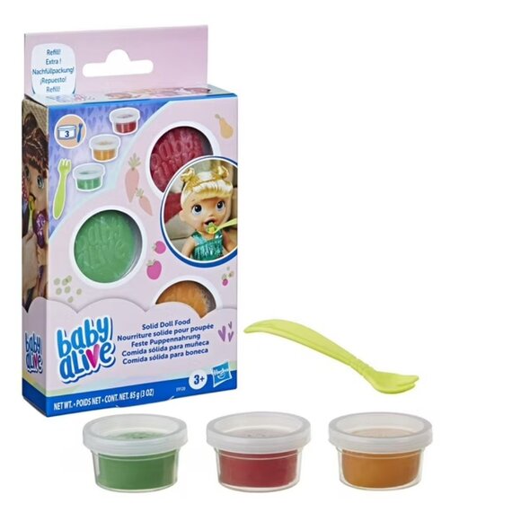2x Baby Alive Solid Doll Food Refill, Includes 3 Doll Foods, 1 Fork - Picture 1 of 4
